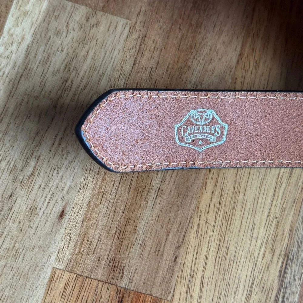 Cavenders Kids Brown Leather Western Belt Cross Studs Basketweave Sz 22 9600802